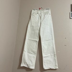 H&M white wide leg high waisted jeans